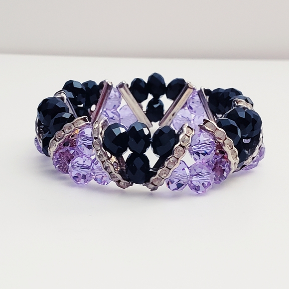 Swarovski Crystal Beaded and Rhinestone Stretch Bracelet - Picture 2 of 6